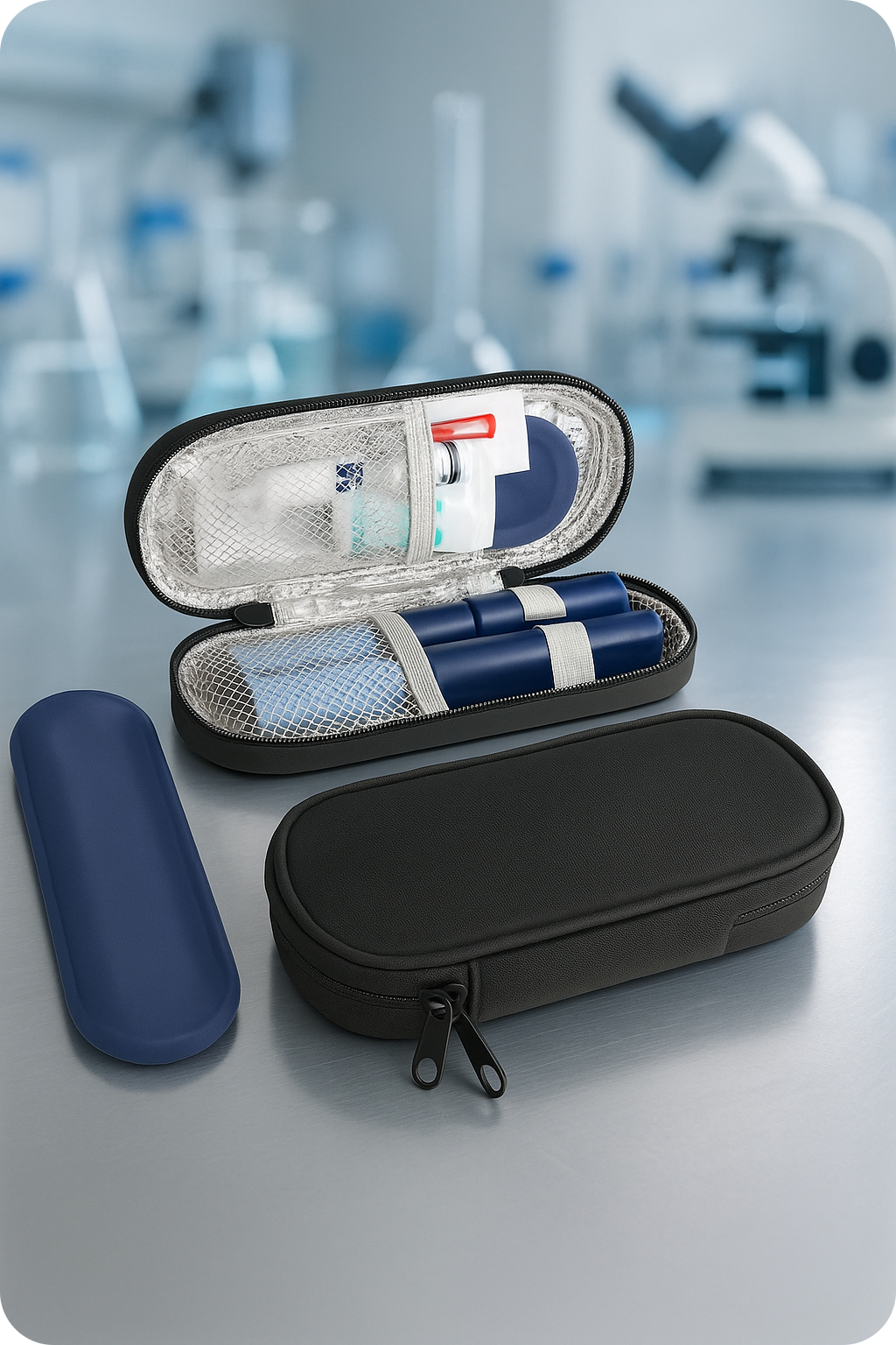Travel Case with Cold Packs  - Black