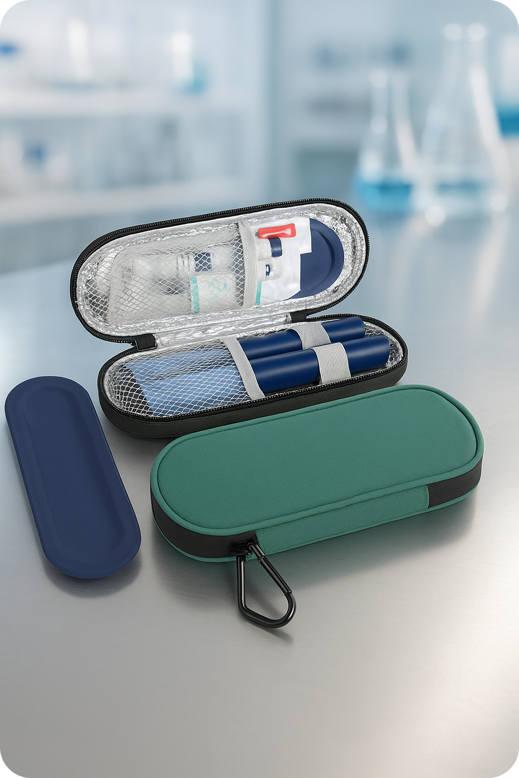 Travel Case with Cold Packs - Green